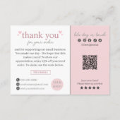 ピンクモダンスクリプトQRコード、ありがとうございます エンクロージャーカード (裏面)