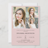 ピンクモダンスタイリッシュフォト卒業式パーティー 招待状 (裏面)