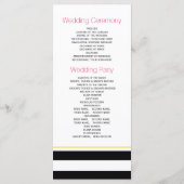 ピンクモダンストライプの花の結婚式 プログラム (裏面)