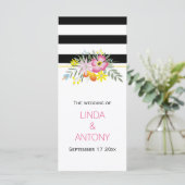 ピンクモダンストライプの花の結婚式 プログラム (スタンド正面)