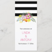 ピンクモダンストライプの花の結婚式 プログラム (正面)