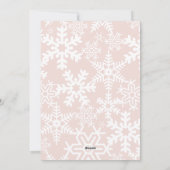 ピンクモダンスノーフレーク公証人ハッピーホリデー写真 シーズンカード (裏面)