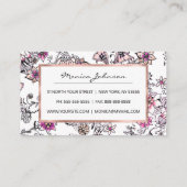 ピンクモダンスミレ白黒フローライラストレーション ロイヤリティカード (裏面)