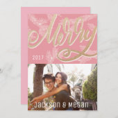 ピンクモダンスメリートフェイク金ゴールド休日の写真 シーズンカード (正面/裏面)