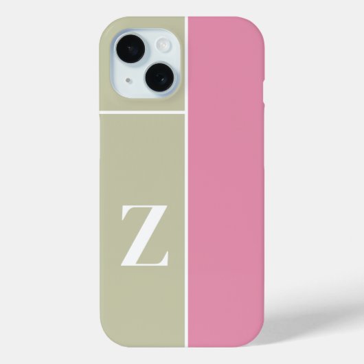 ピンクモダンセージグリーンモノグラム Case-Mate iPhoneケース (裏面)