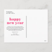 ピンクモダンタイポグラフィハッピーニューイヤー2022写真 シーズンポストカード (裏面)