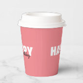 ピンクモダンタイポグラフィハッピーバースデー 紙コップ (右)