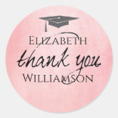 ピンクモダンタイポグラフィ名モノグラムのありがとう ラウンドシール (正面)