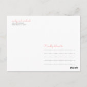 ピンクモダンタイポグラフィ結婚の感謝 ポストカード (裏面)