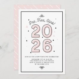 ピンクモダンタイポグラフィ2022年大晦日パーティー 招待状