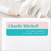 ピンクモダンターコイズパステル差出人住所 ラベル (インサイチュ)