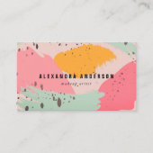 ピンクモダンターコイズブラシストローク名刺 名刺 (正面)