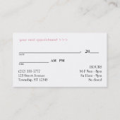 ピンクモダンダマスエレガントクアポイントメントカード 予約カード (裏面)