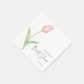ピンクモダンチューリップソロブライダルシャワーカクテル スタンダードカクテルナプキン (角)
