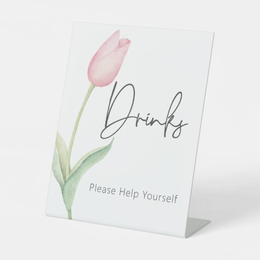 ピンクモダンチューリップソロブライダルシャワードリンク 台座サイン (正面)