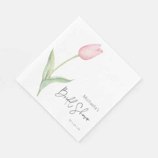 ピンクモダンチューリップソロブライダルシャワールンチョン スタンダードランチョンナプキン (角)