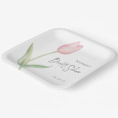 ピンクモダンチューリップソロブライダルシャワールンチョン ペーパープレート (傾斜あり)