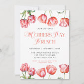 ピンクモダンチューリップフローラマザーズデイブランチ 招待状 (正面)