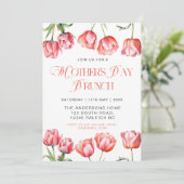 ピンクモダンチューリップフローラマザーズデイブランチ 招待状 (スタンド正面)