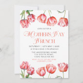 ピンクモダンチューリップフローラマザーズデイブランチ 招待状 (正面)