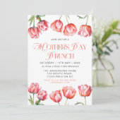 ピンクモダンチューリップフローラマザーズデイブランチ 招待状 (スタンド正面)