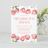 ピンクモダンチューリップフローラマザーズデイブランチ 招待状 (スタンド正面)