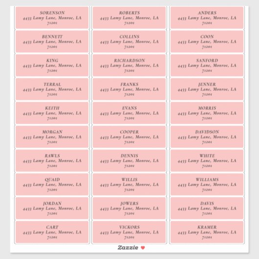 ピンクモダンチューリップ結婚住所 シール (シート)