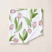 ピンクモダンチューリップ バスタオルセット (ウォッシュタオル)