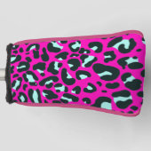 ピンクモダンチータヒョウアニマルプリント ゴルフヘッドカバー (正面)