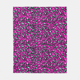 ピンクモダンチータヒョウアニマルプリント フリースブランケット