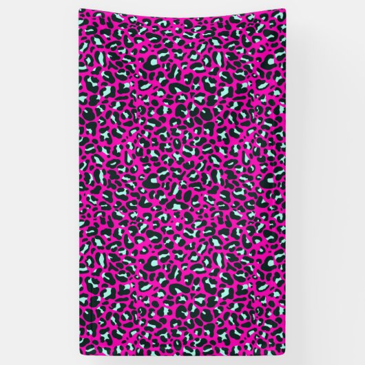 ピンクモダンチータヒョウアニマルプリント 横断幕 (縦)