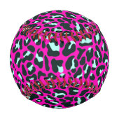 ピンクモダンチータヒョウアニマルプリント 野球ボール (裏面)