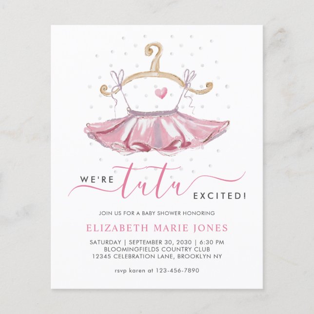 ピンクモダンツチュバレリーナバレエ少女ベビーシャワー (正面)
