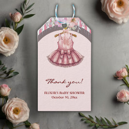 ピンクモダンツチュバレリーナバレエ少女ベビーシャワー ギフトタグ