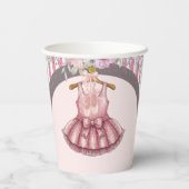 ピンクモダンツチュバレリーナバレエ少女ベビーシャワー 紙コップ (裏面)