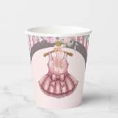 ピンクモダンツチュバレリーナバレエ少女ベビーシャワー 紙コップ (正面)