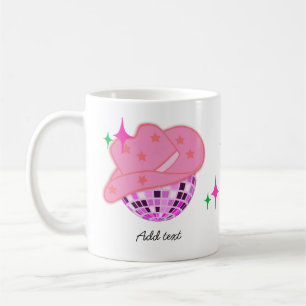 ピンクモダンディスコ女性のカーボーイカウボーイ コーヒーマグカップ