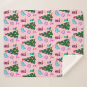 ピンクモダンディスコ女性のカーボーイロデオクリスマスツリー シェルパブランケット (正面(横))