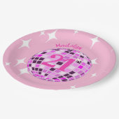 ピンクモダンディスコ鏡ボール21歳の誕生日 ペーパープレート (アングル)