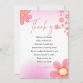 ピンクモダンデイジーテーマ赤ちゃんシャワー感謝していユー サンキューカード (正面)