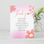ピンクモダンデイジーテーマ赤ちゃんシャワー感謝していユー サンキューカード (スタンド正面)