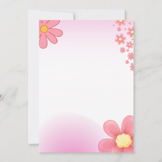 ピンクモダンデイジーテーマ赤ちゃんシャワー感謝していユー サンキューカード (裏面)