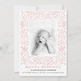 ピンクモダンデリバリメリーガール誕生のお知らせ シーズンカード