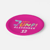 ピンクモダントガーリートランポリンジャンプキッドバウンスパーティー ペーパープレート (アングル)