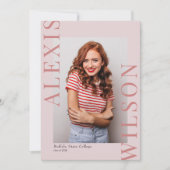 ピンクモダントレンディーミニマル3写真卒業 招待状 (正面)
