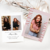 ピンクモダントレンディーミニマル3写真卒業 招待状