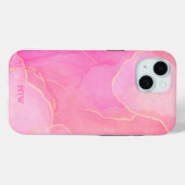 ピンクモダントレンディーモノグラムの Case-Mate iPhoneケース (裏面 (横))