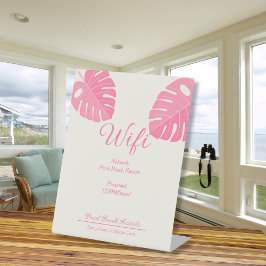 ピンクモダントロピカルリーフビーチWifiレンタル 台座サイン