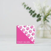 ピンクモダンドッグウォーカー又はペットトリマー スクエア名刺 (スタンド正面)