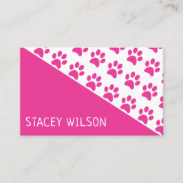 ピンクモダンドッグウォーカー又はペットトリマー 名刺